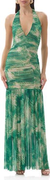 AFRM Lapointe Snakeskin Print Halter Dress