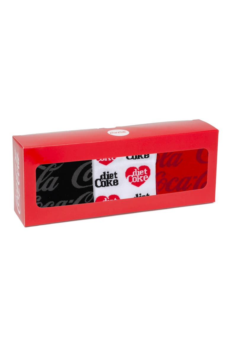 Coca-Cola Assorted 3-Pack Crew Socks Gift Box Set, Alternate, color, MULTI