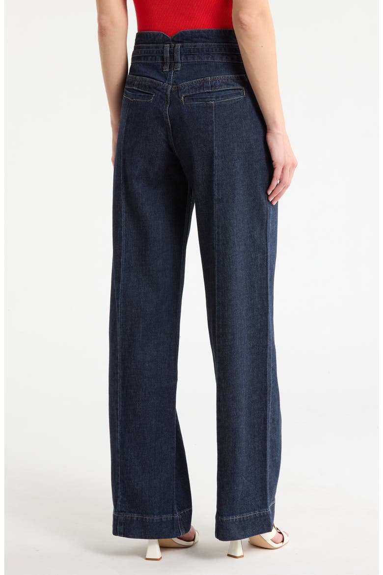 Belted High Waist Wide Leg Jeans, Alternate, color, RINSE