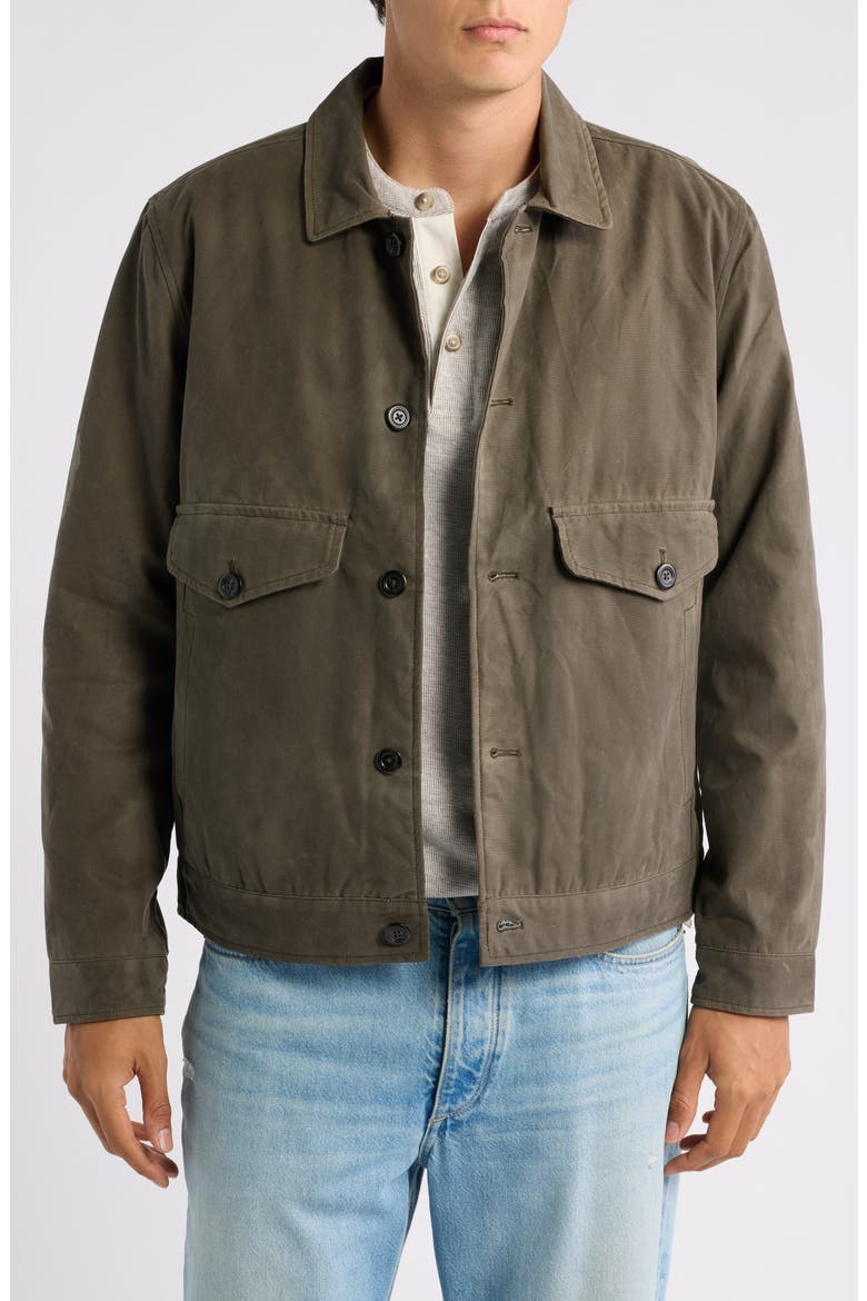 Waxed Canvas Trucker Jacket, Main, color, OLIVE