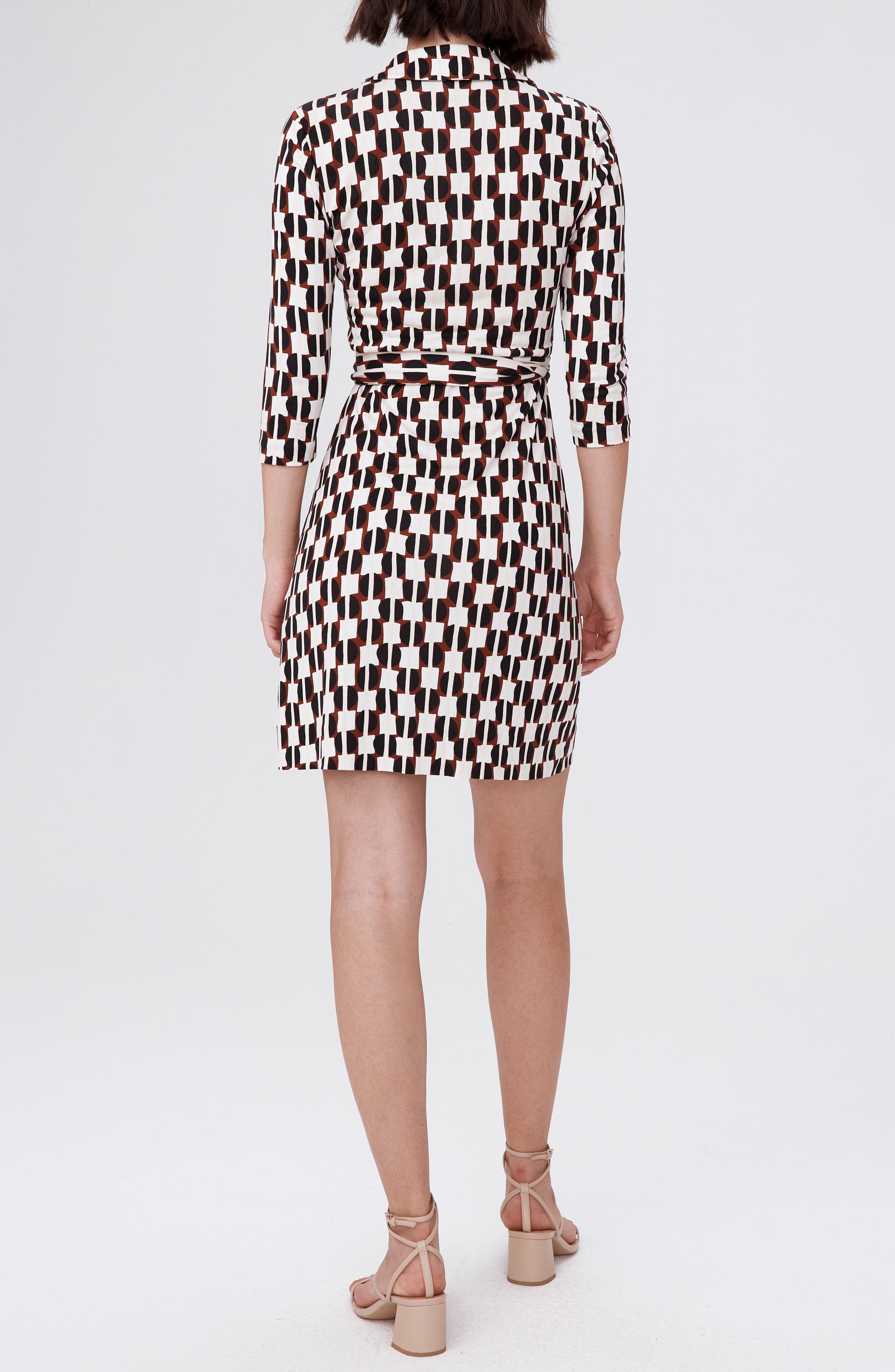 New Jeanne Two Geometric Print Silk Wrap Dress - image 2