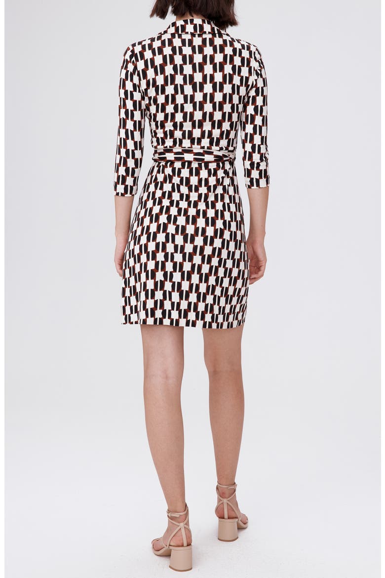 New Jeanne Two Geometric Print Silk Wrap Dress, Alternate, color, MAYPOLE BLK