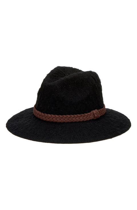 Faux Suede Trim Knit Fedora