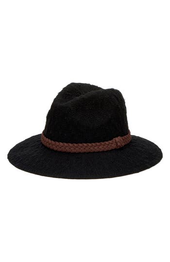 San Diego Hat Faux Suede Trim Knit Fedora In Black