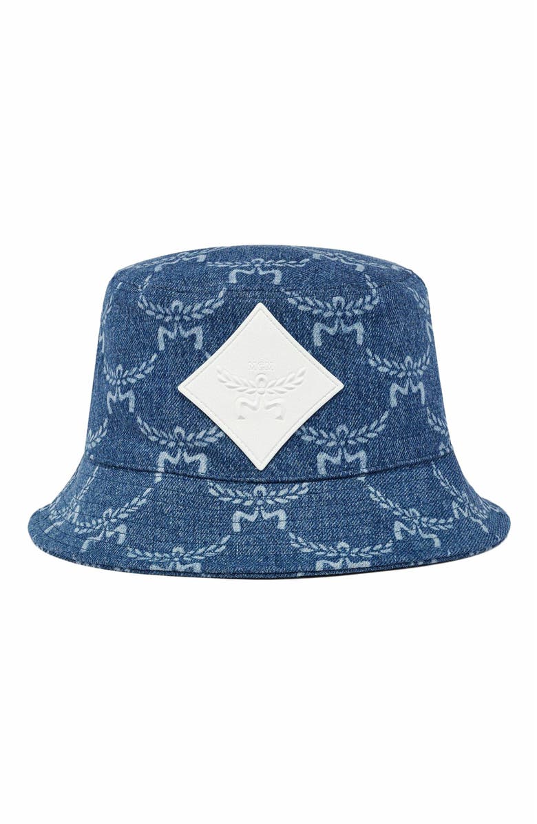 MCM Lauretos Denim Bucket Hat, Main, color, Electric Lilac
