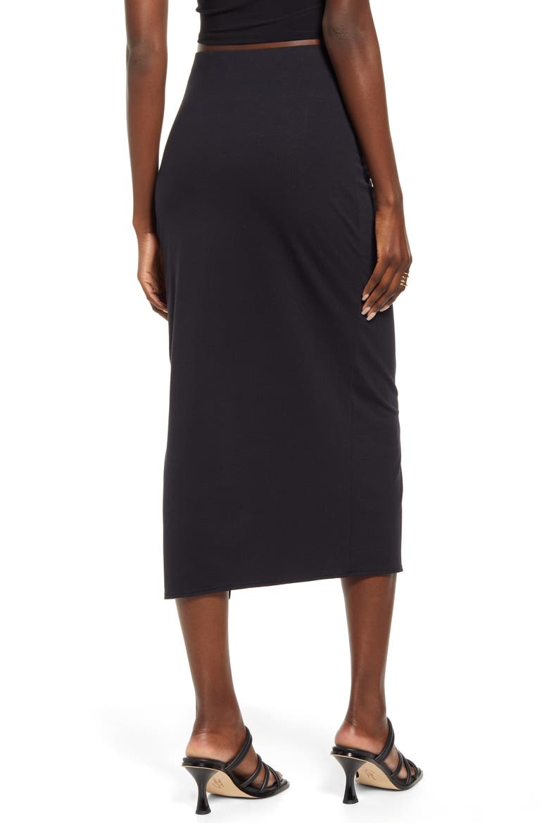 Ruched Knit Midi Skirt, Alternate, color, BLACK