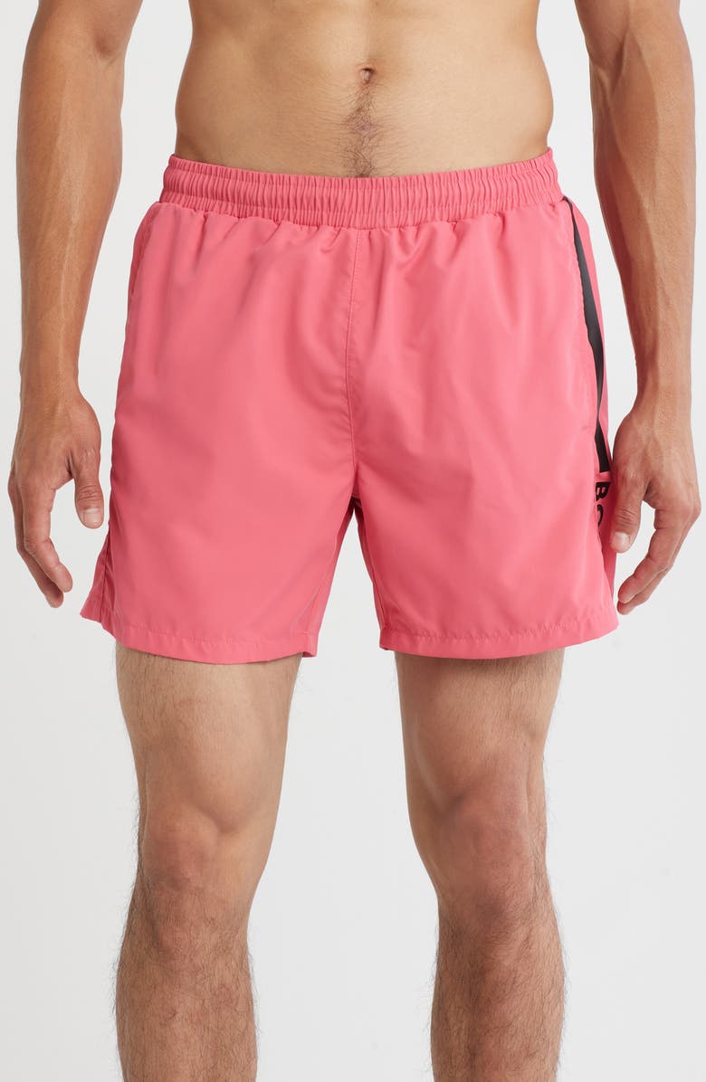 BOSS Logo Swim Trunks, Main, color, 