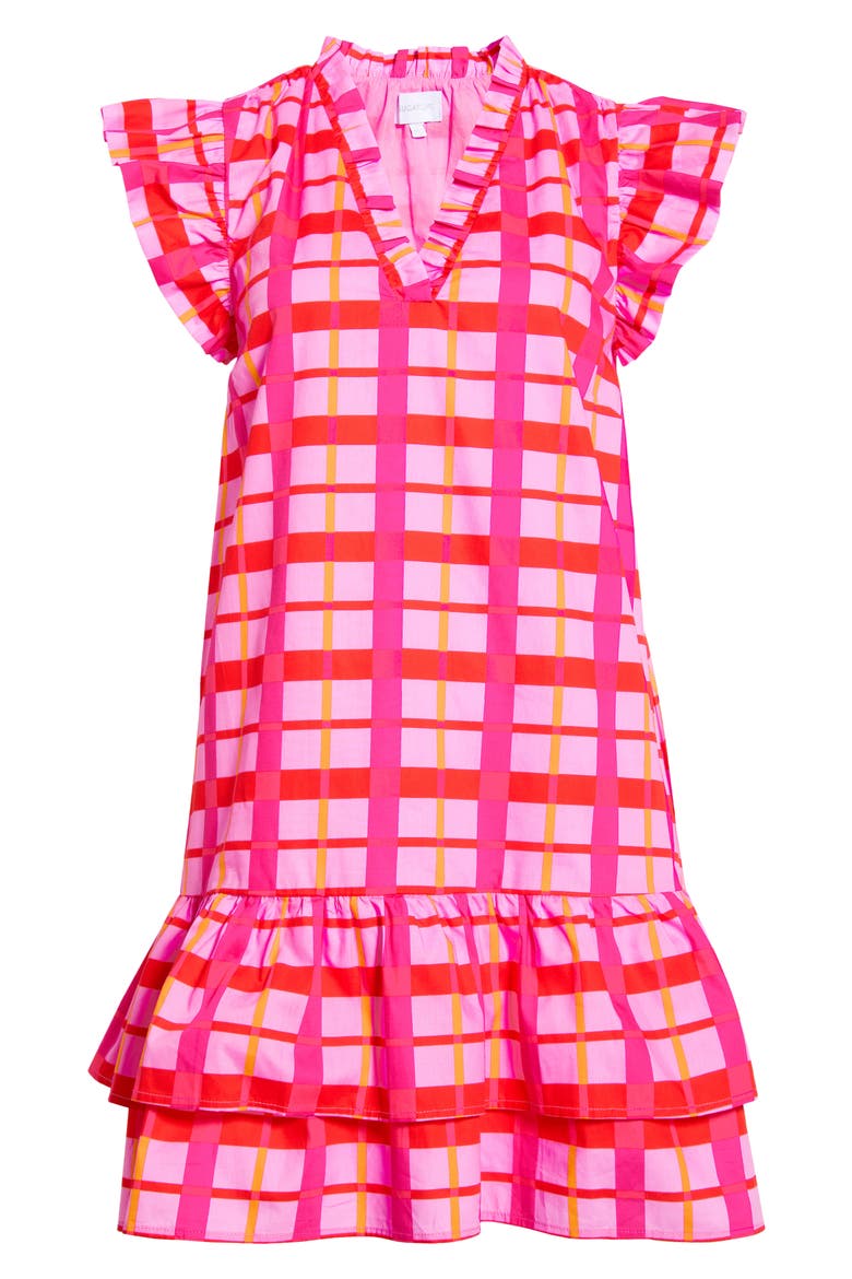 Darvy Check Shift Minidress, Alternate, color, PINKS-ORANGE