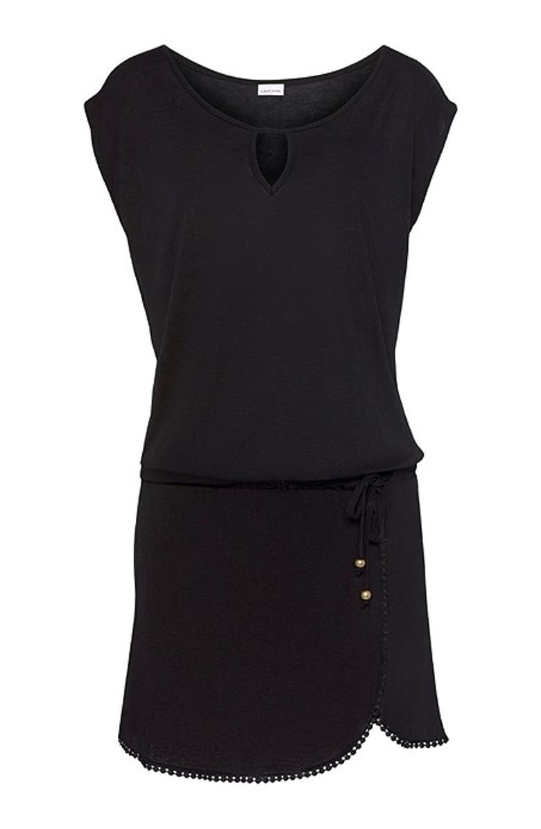 LASCANA Women's Crochet Hem Dress, Alternate, color, Black