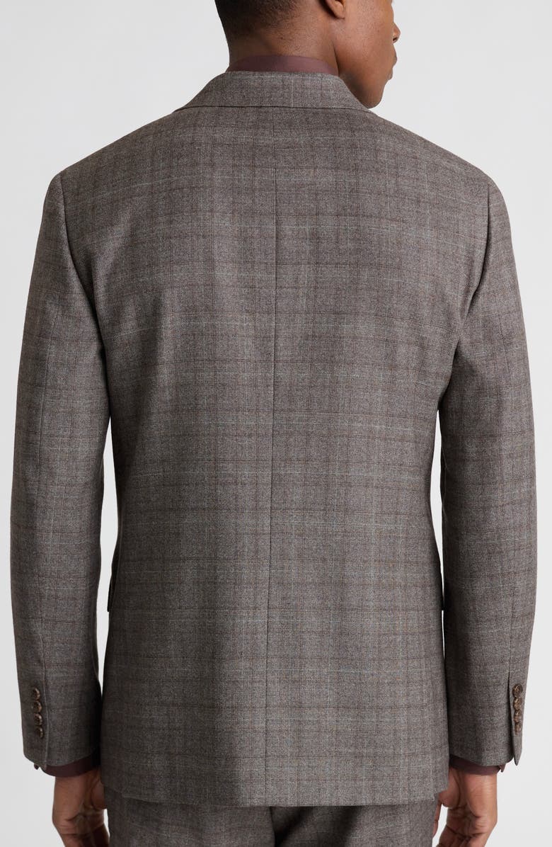Bonobos Jetsetter Slim Fit Brown Glen Plaid Knit Wool Suit Jacket, Alternate, color, Grey Brown Glen Plaid