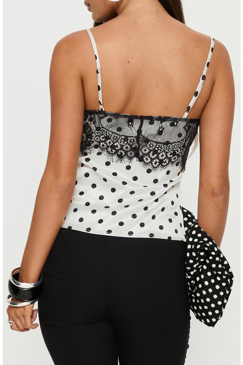 Jerelyn Lace Trim Camisole, Alternate, color, WHITE POLKA