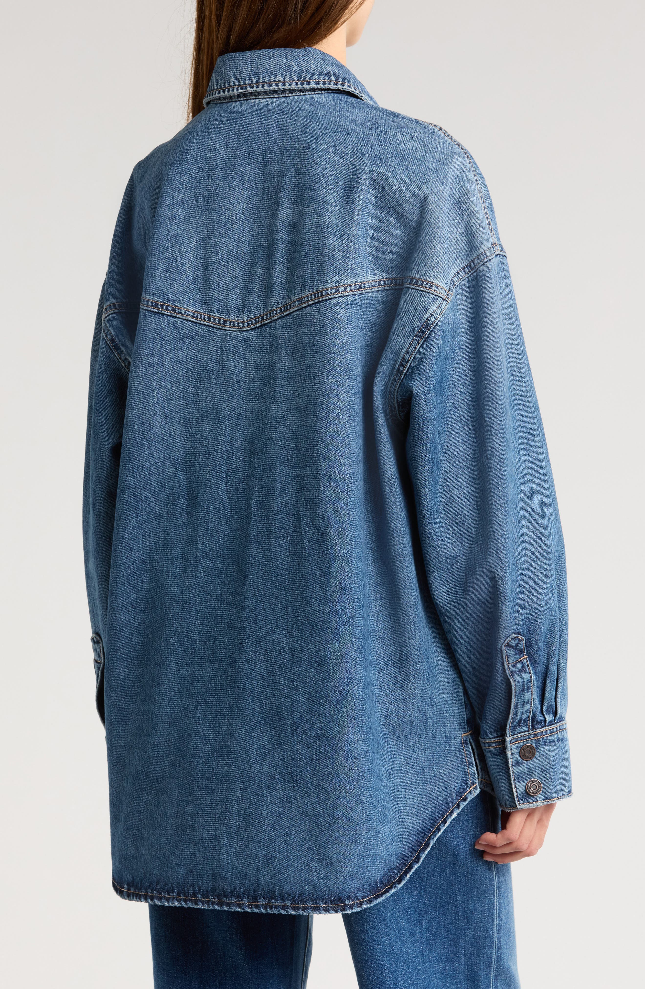 Oversize Western Denim Button-Up Shirt - image 2