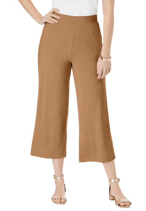 Everyday Stretch Knit Wide Leg Crop Pant (Plus Available)