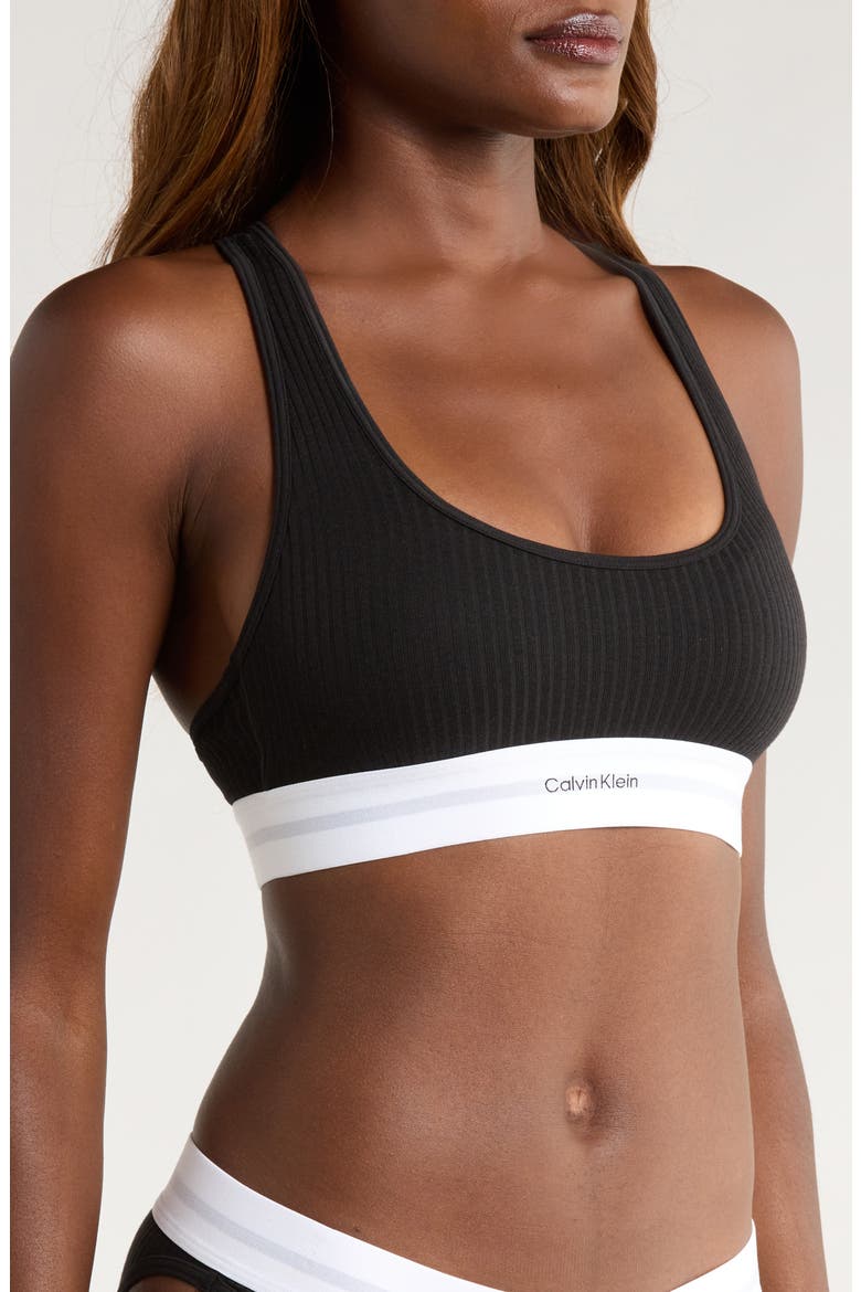 Lightly Lined Rib Logo Bralette, Alternate, color, BLACK