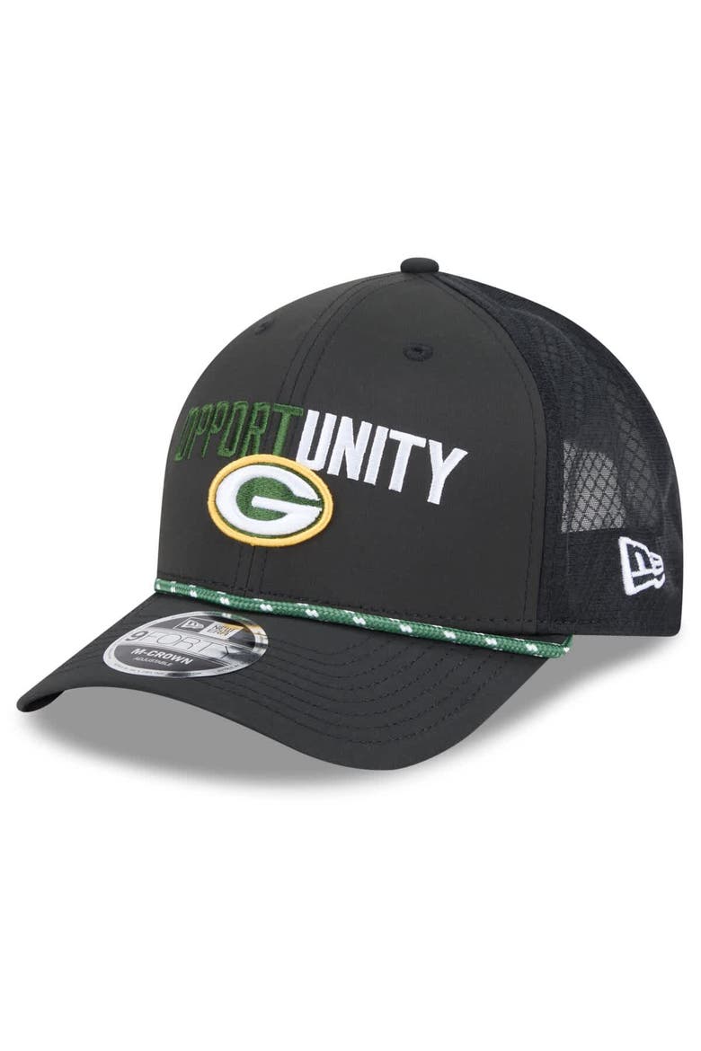 Men's New Era Black Green Bay Packers 2025 Inspire Change 9FORTY M-Crown Adjustable Hat, Alternate, color, Black