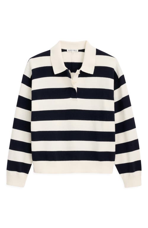 Alex Mill Bond St Striped Polo In Cotton Cashmere In Black