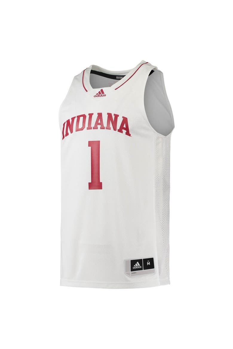 Men's adidas #1 Cream Indiana Hoosiers Swingman Team Basketball Jersey, Alternate, color, White