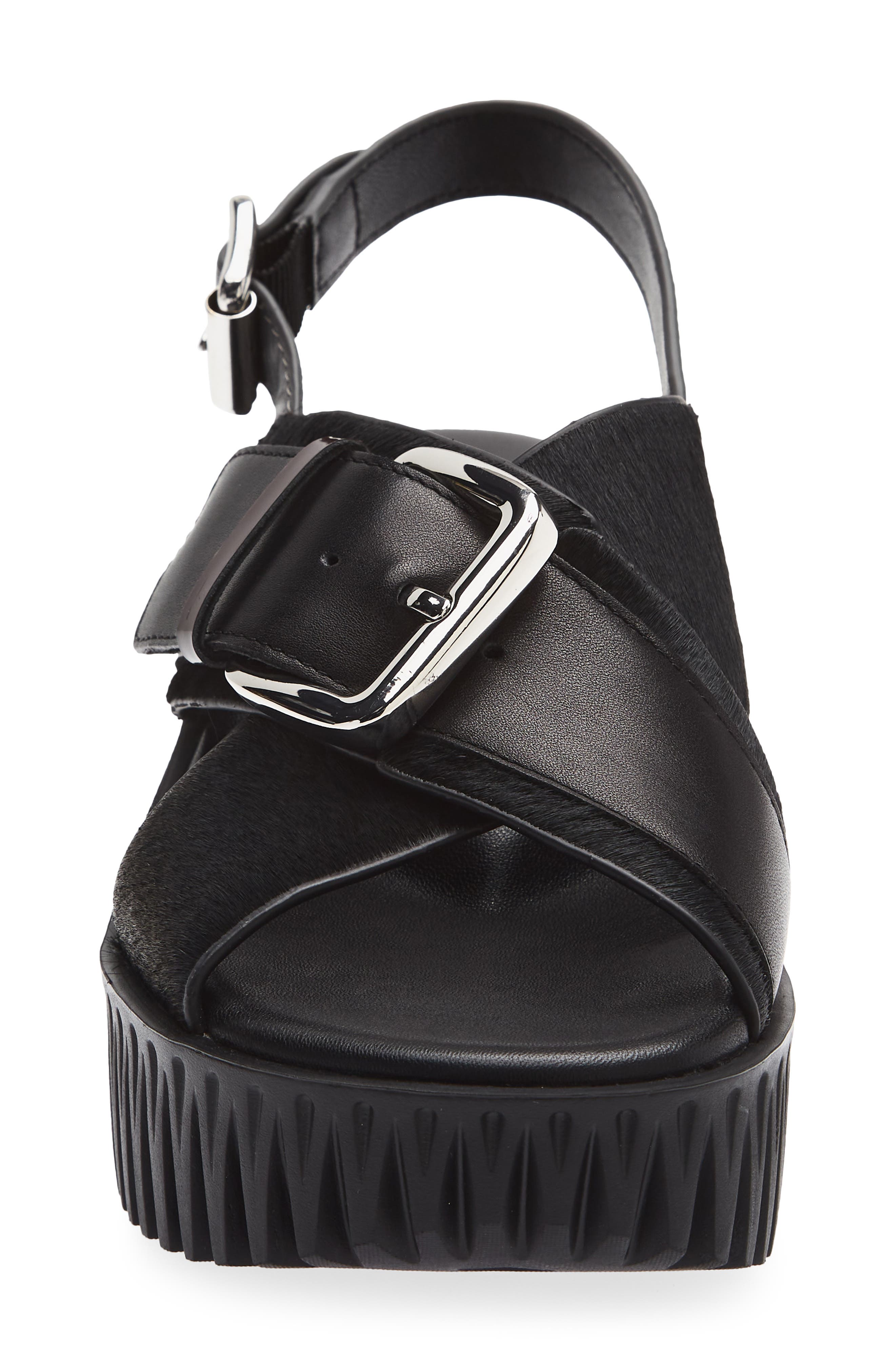 Plia Juno Leather Platform Sandal, Alternate, color, NOIR