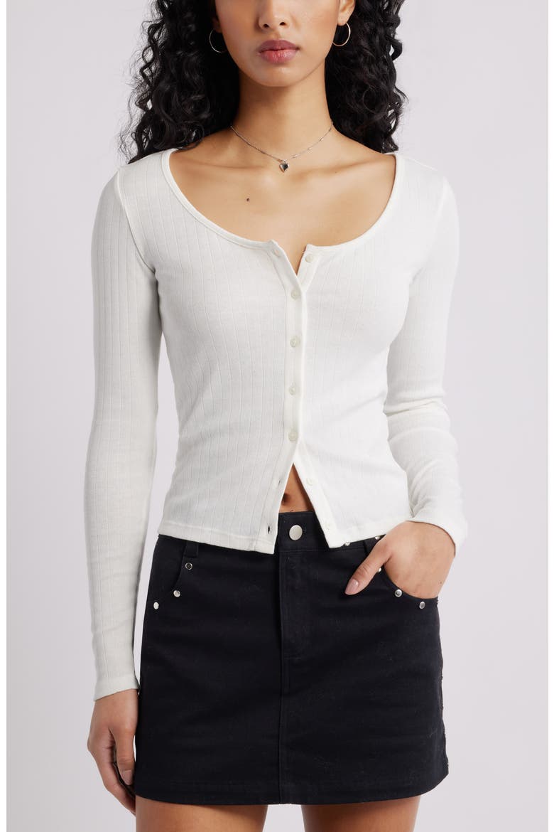 Scoop Neck Pointelle Cardigan, Main, color, IVORY