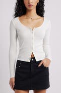 BP. Scoop Neck Pointelle Cardigan