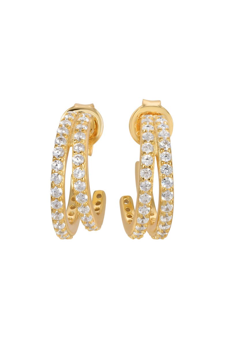 NATIVE GEM Evil Twin Double Huggie Hoop Earrings, Main, color, Gold