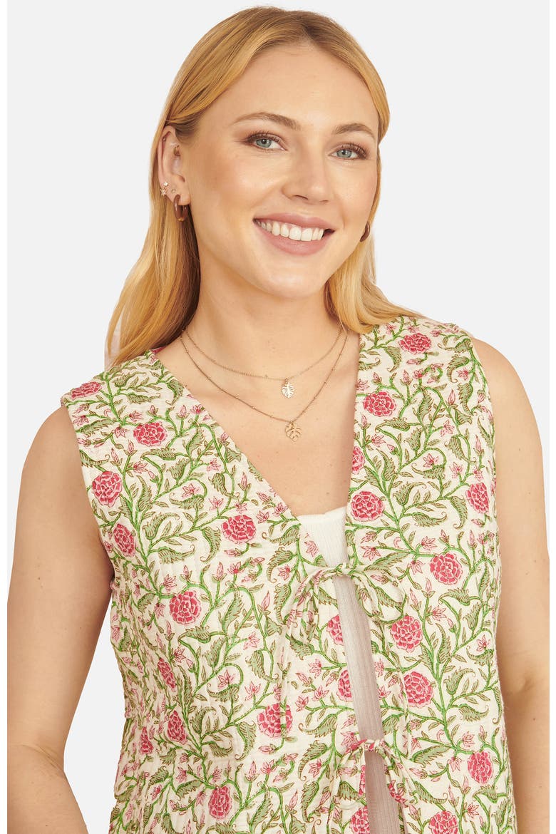 Indian Floral Reversible  Quilted Jacket, Alternate, color, White