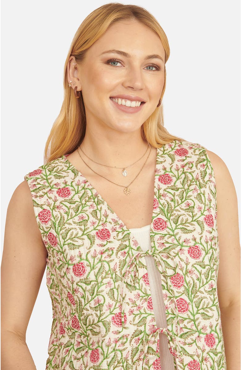 Yumi Indian Floral Reversible Quilted Jacket, Alternate, color, White