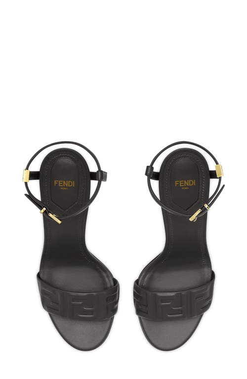 Fendi Leather Open Toe Block Heel Sandals In Nero/nero