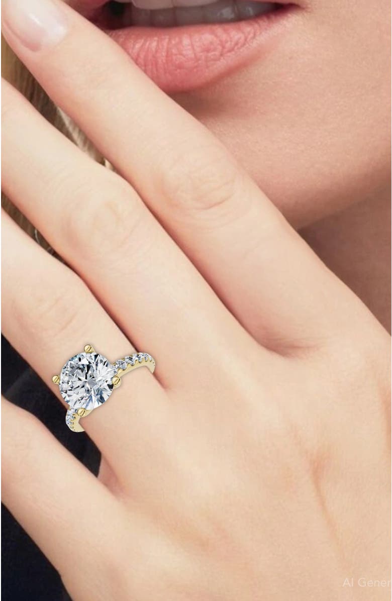 Bliss Diamond Certified 3.40Ct Round Cut Diamond Engagement Ring 14k Gold Lab Grown, Alternate, color, 