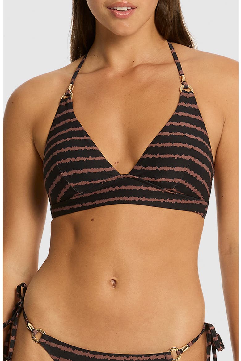 Riptide Longline Halter Bikini Top, Alternate, color, BLACK