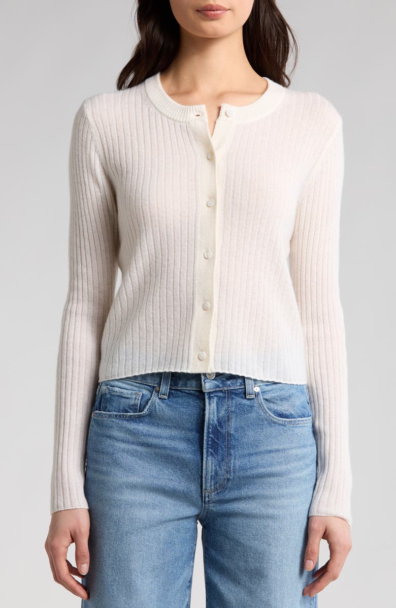 PAIGE Acqua Rib Cashmere Cardigan, Alternate, color, 