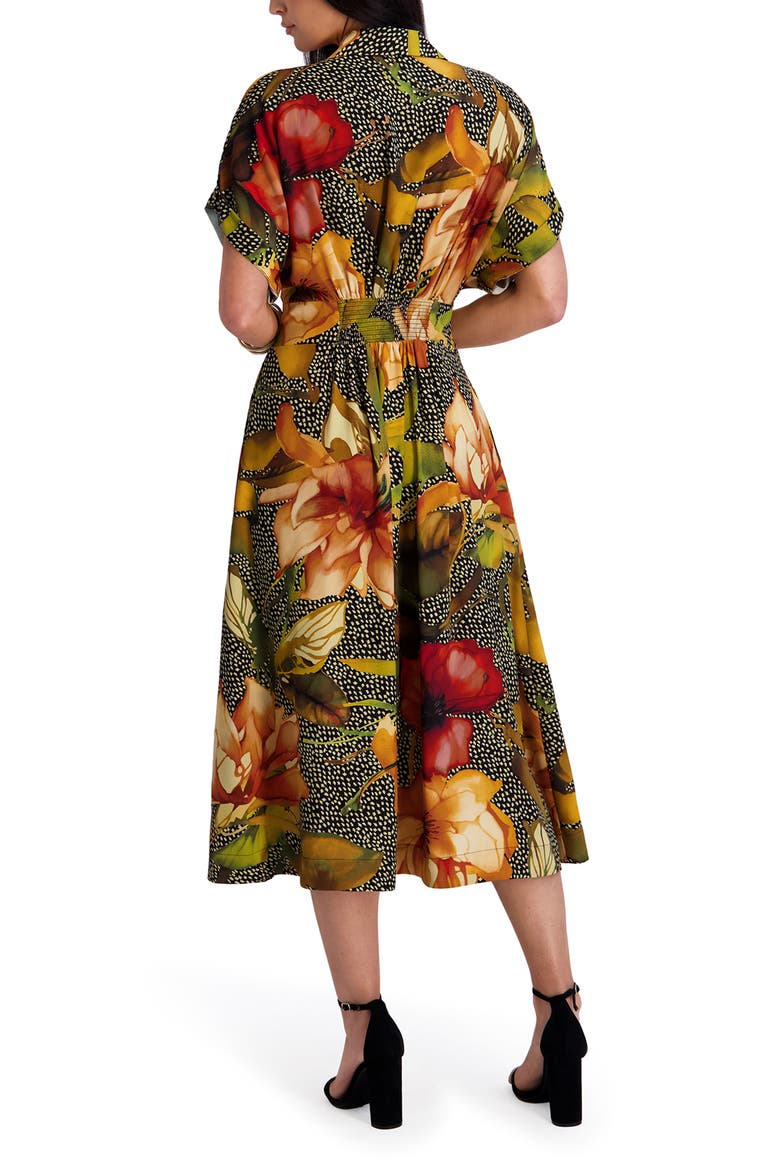Short Sleeve Fit and Flare Midi Dress, Alternate, color, MULTI