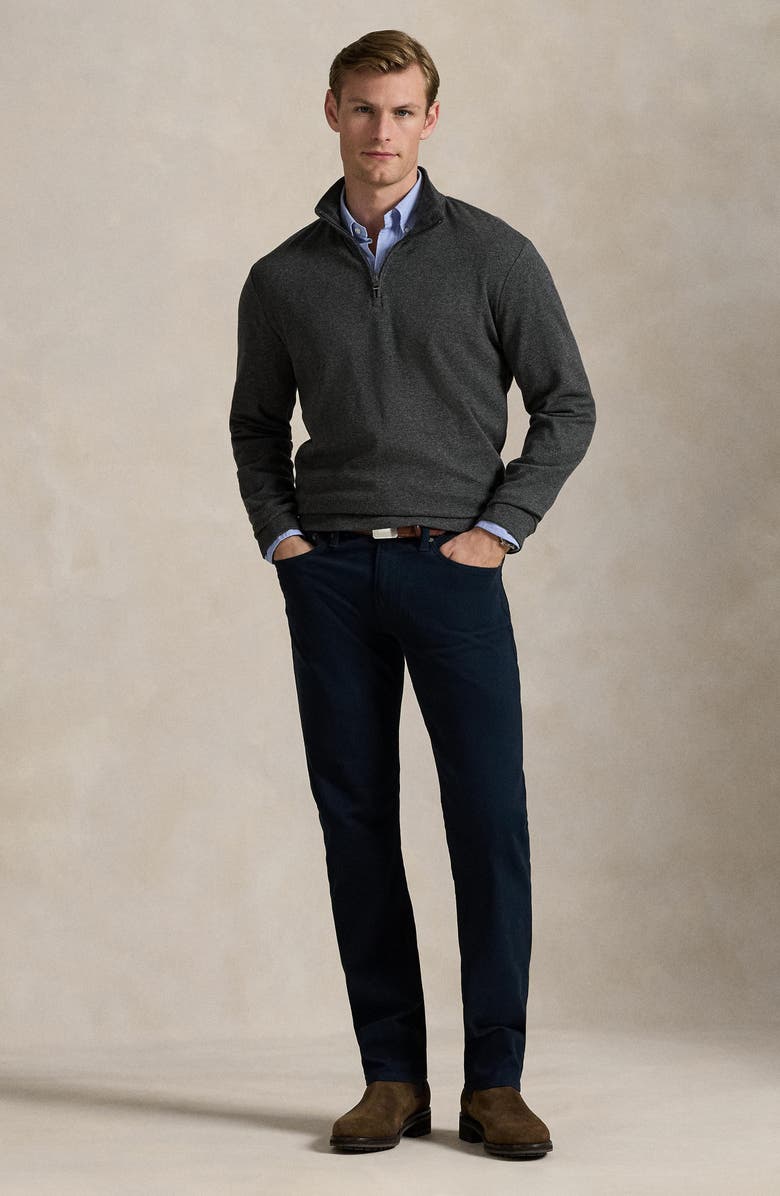 Polo Ralph Lauren Textured Double Knit Quarter Zip Pullover, Alternate, color, Windsor Heather/ Blackboot