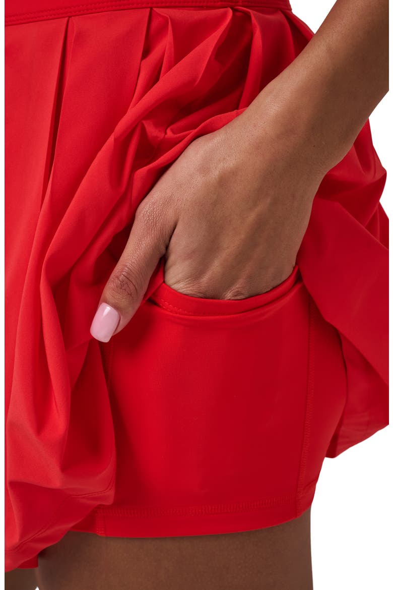 Breezeblend Court Pleated Performance Miniskirt, Alternate, color, TOMATO