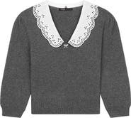 maje Lace Collar Sweater