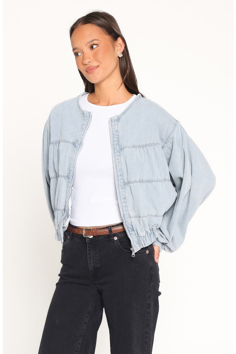 Gretal Denim Bomber Jacket, Alternate, color, LIGHT BLUE WASH