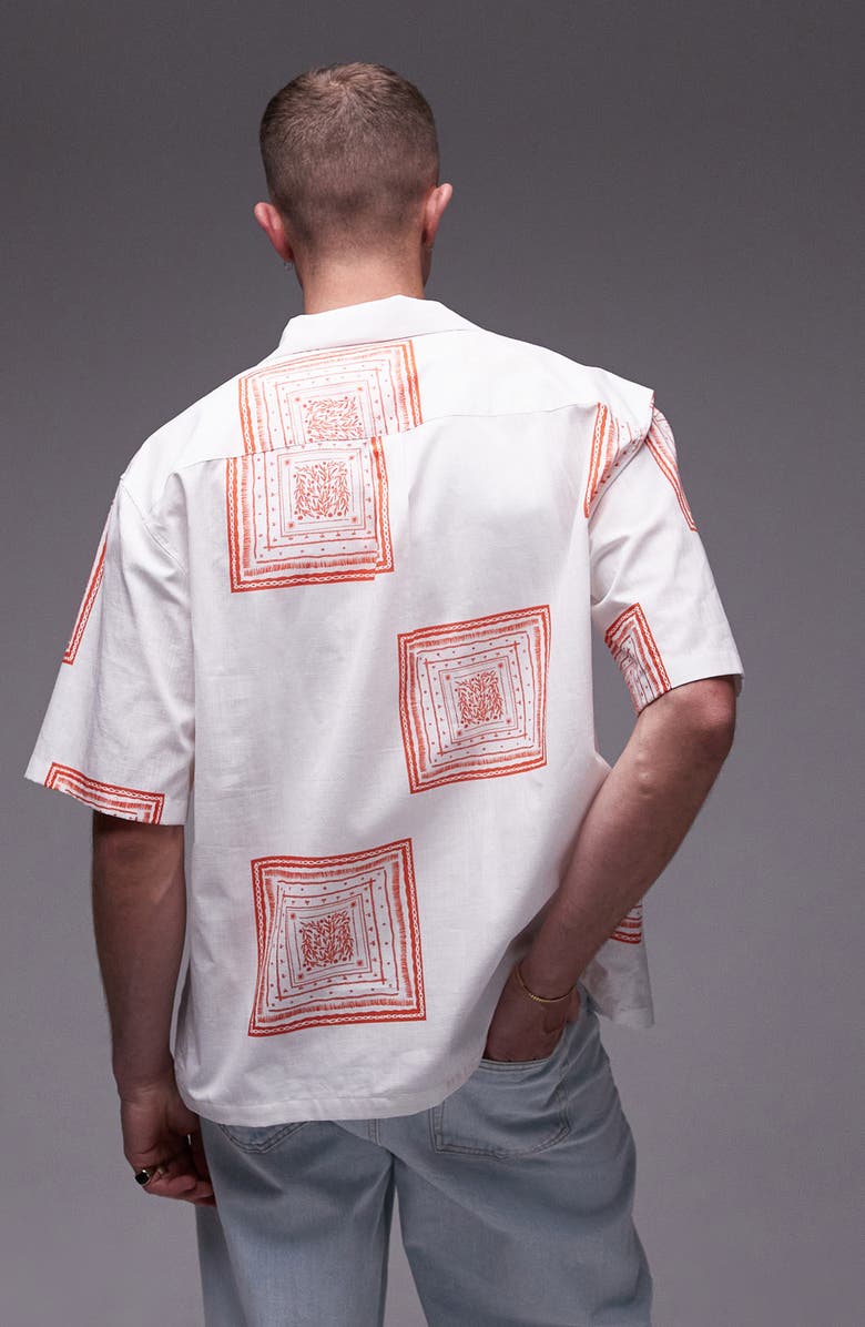 Topman Revere Short Sleeve Camp Shirt, Alternate, color, 