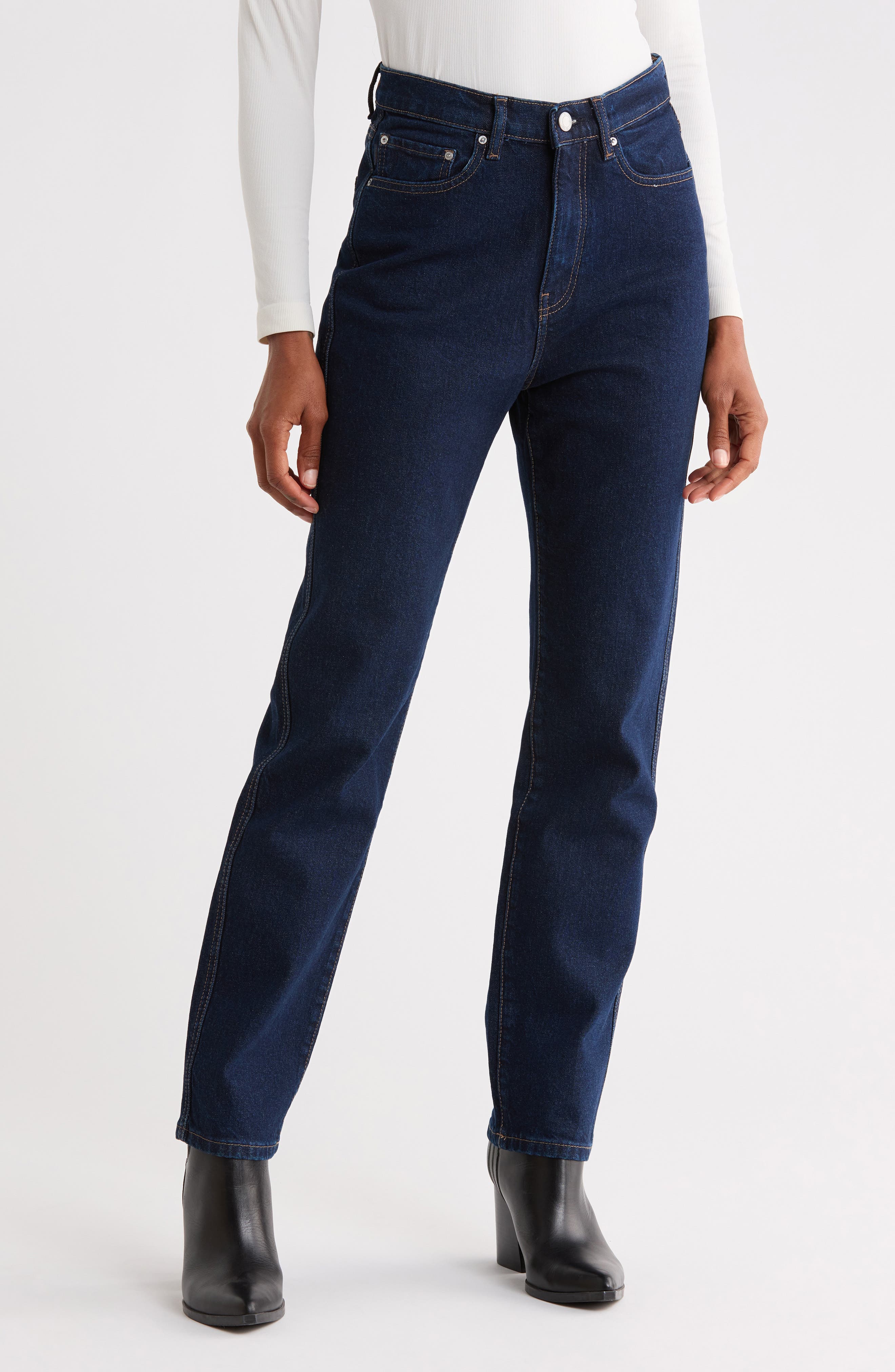 Kristy High Waist Slim Straight Leg Jeans