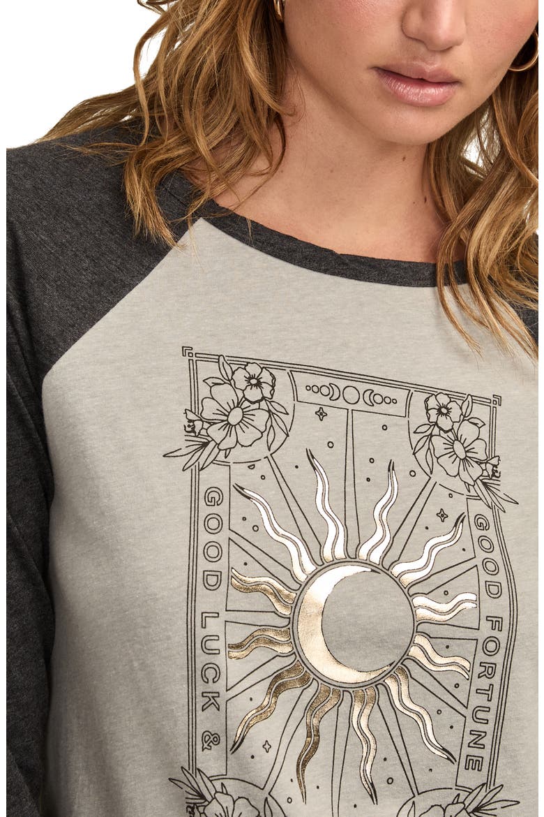 Good Fortune Sun Poster Raglan Top, Alternate, color, GREY/ JET BLACK