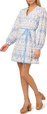 Adrianna Papell Long Sleeve Cotton Minidress