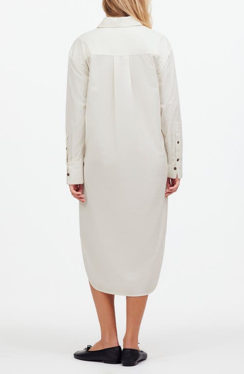 Madewell Long Sleeve Corduroy Midi Shirtdress In Winter White