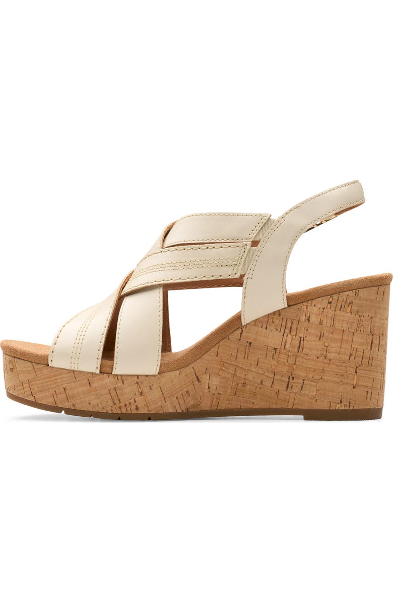 Clarks<sup>®</sup> Sabina Wedge Slingback Sandal, Alternate, color, Cream Leather