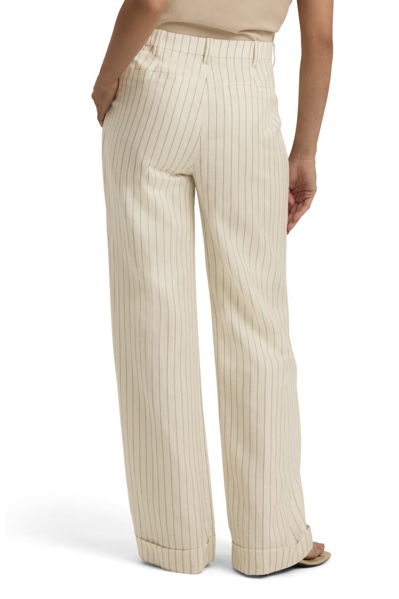 Paige Pinstripe Straight Leg Pants, Alternate, color, EMERALD STRIPE