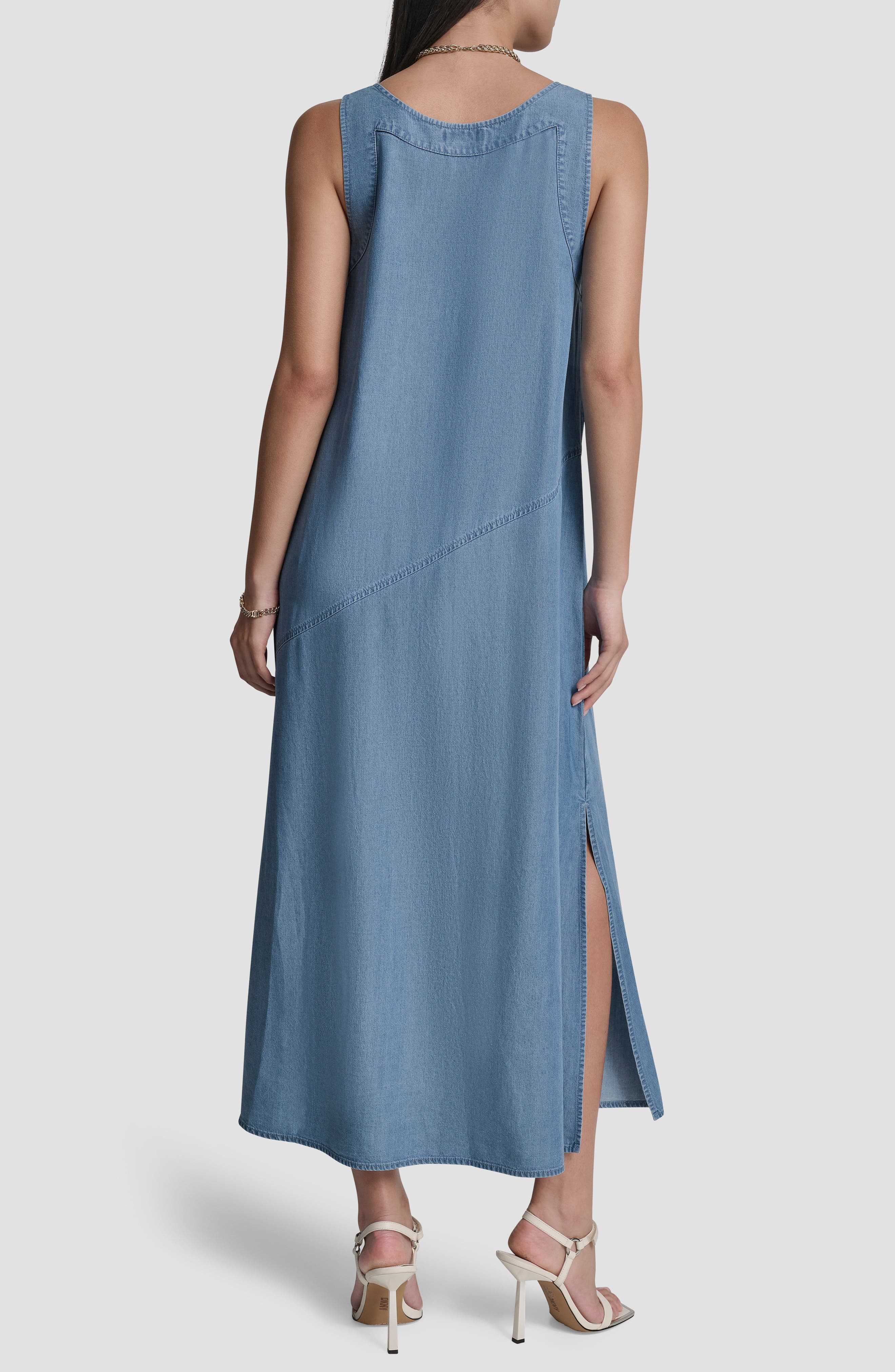 Sleeveless Chambray Midi Dress - image 2