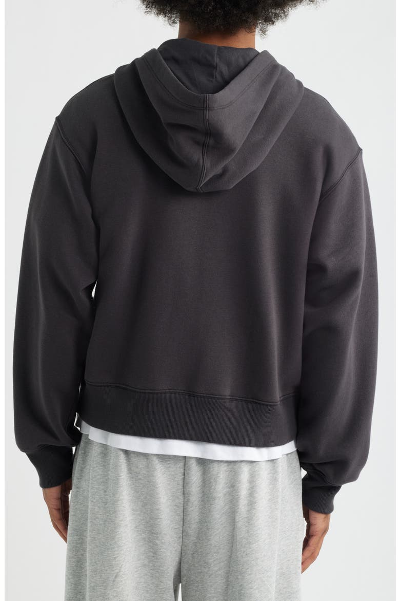 Crop Fleece Zip Hoodie, Alternate, color, BLACK FADED