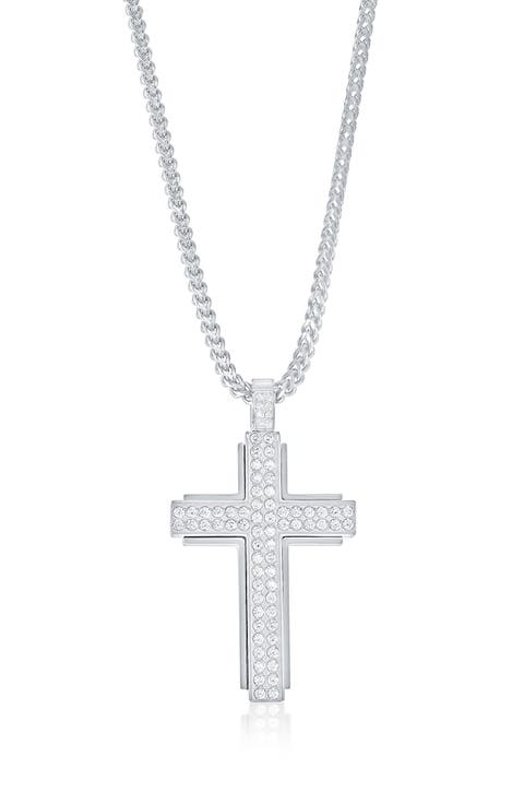 Men's Cubic Zirconia Cross Pendant Necklace