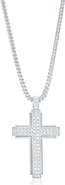 BLACKJACK Men's Cubic Zirconia Cross Pendant Necklace