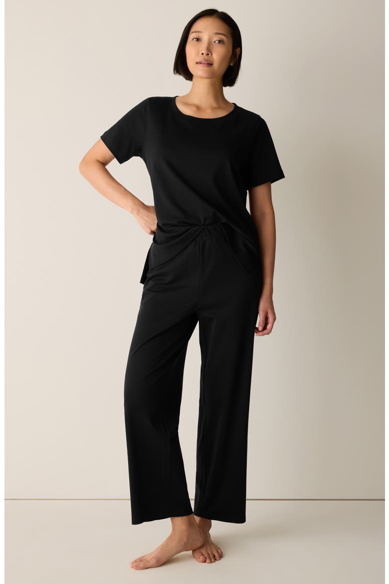 Pull-On Organic Cotton Ankle Pants, Alternate, color, BLACK