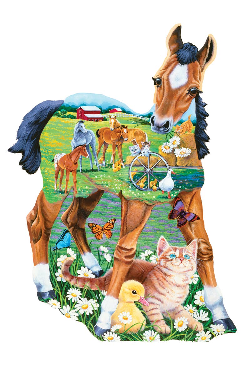 Pony Playtime 100pc Shaped Jigsaw Puzzle, Alternate, color, Multicolor