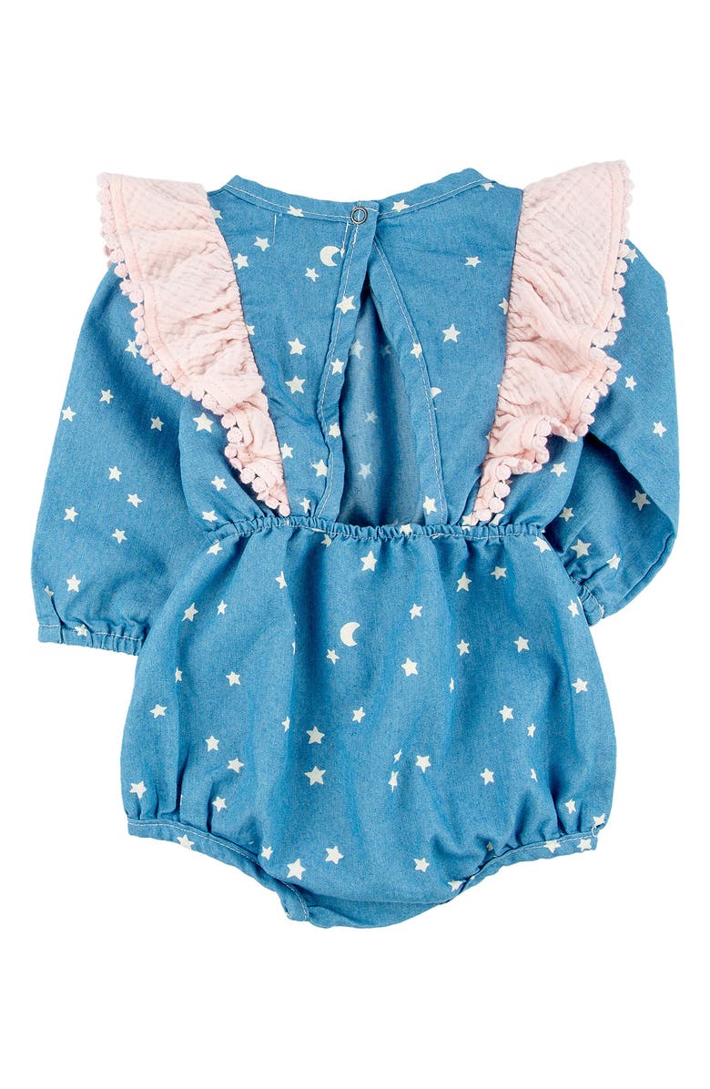 Miki Miette Ingrid Star Print Cotton Ruffle Bubble Romper, Alternate, color, 